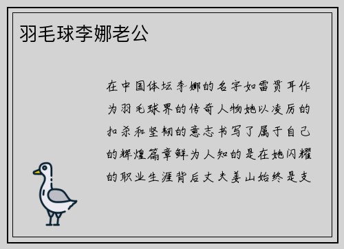 羽毛球李娜老公